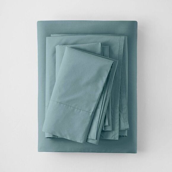Casaluna -  250 Thread Count Supima Cotton Percale 4- Light Teal - Picture 1 of 4